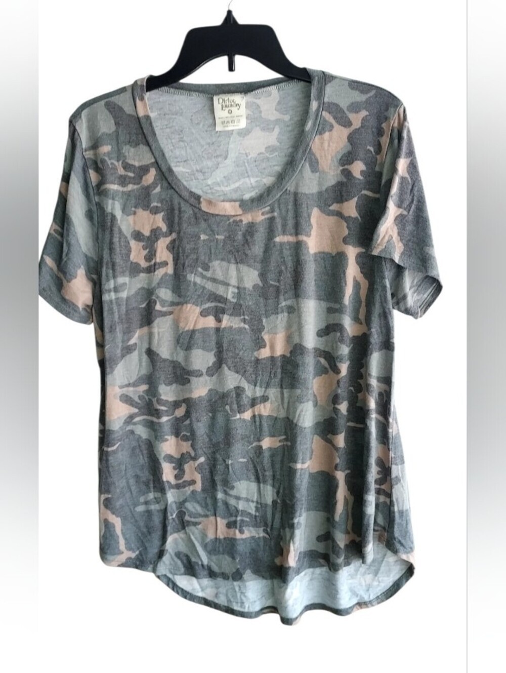 Dirtee Laundry Scoop Neck Camo Tee in Brown & Gray - Short Sleeve